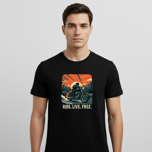 RIDE LIVE FREE Biker T-Shirt | Unisex Regular Fit