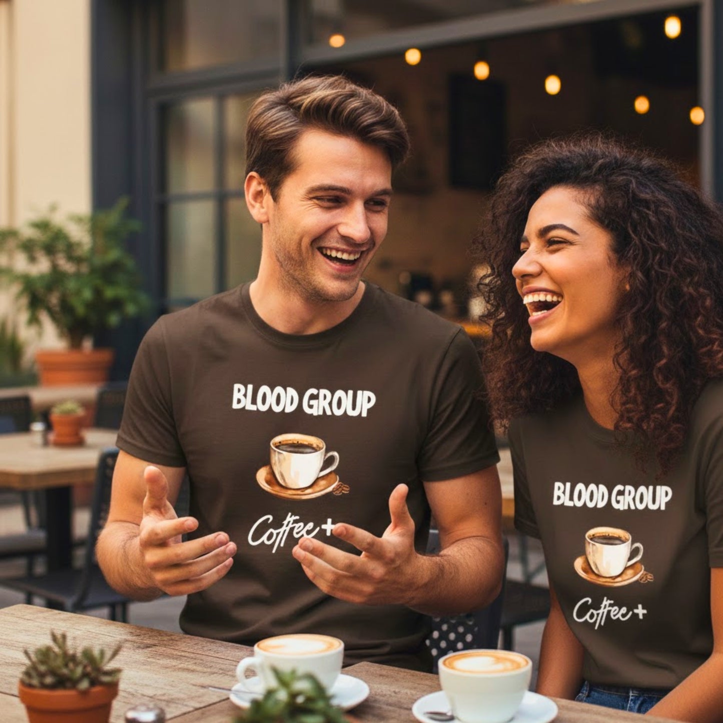 BLOOD GROUP COFFEE POSITIVE Graphic T-Shirt | Unisex Regular Fit
