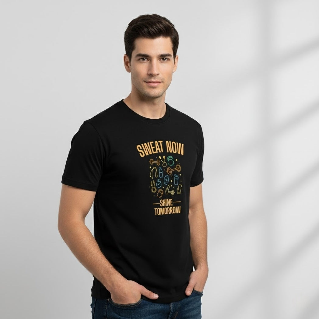 SWEAT NOW SHINE TOMORROW Gym T-Shirt | Unisex Regular Fit
