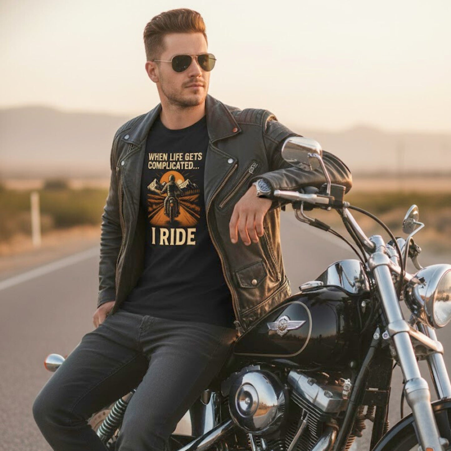 WHEN LIFE GETS COMPLICATED-I RIDE Biker T-Shirt | Unisex Regular Fit