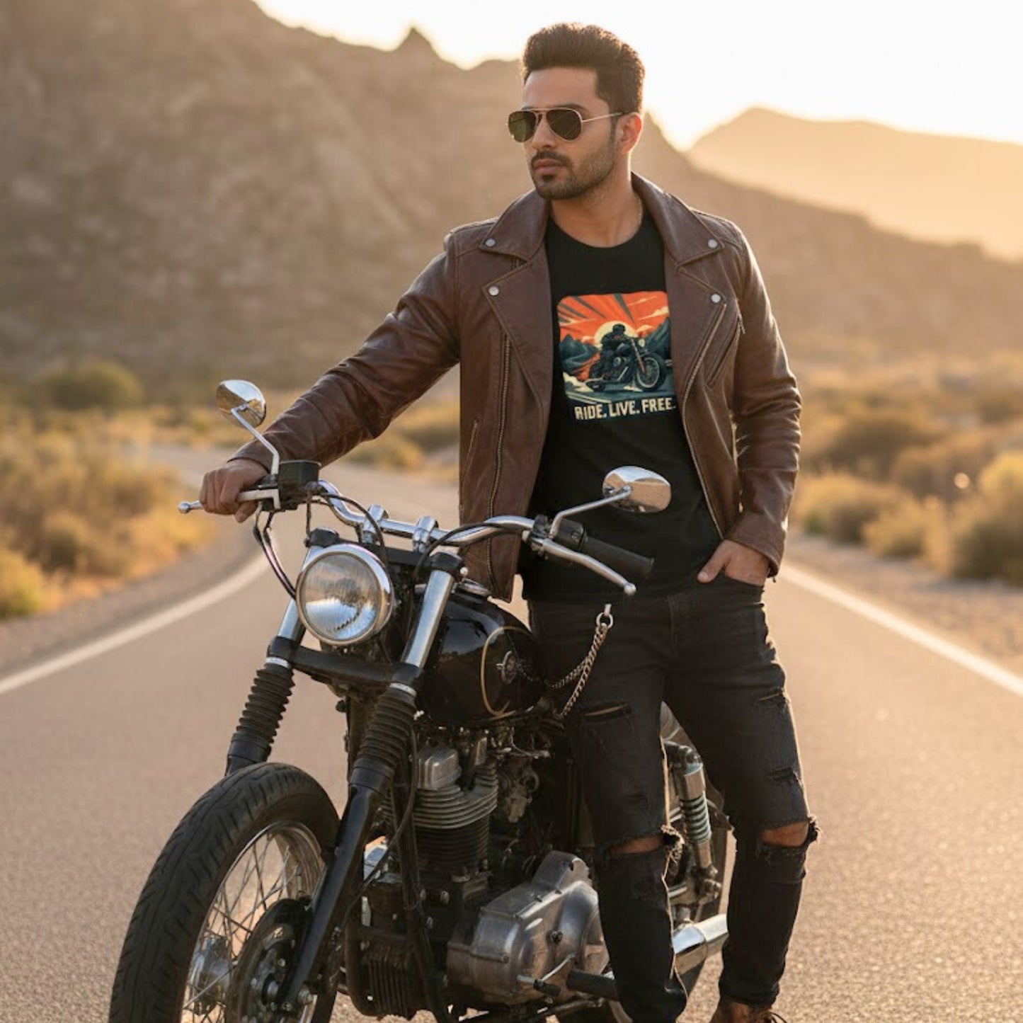 RIDE LIVE FREE Biker T-Shirt | Unisex Regular Fit
