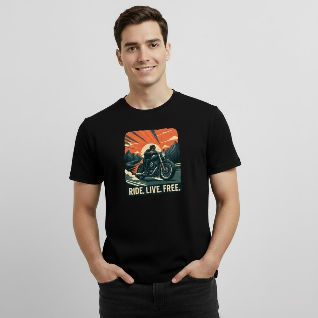 RIDE LIVE FREE Biker T-Shirt | Unisex Regular Fit
