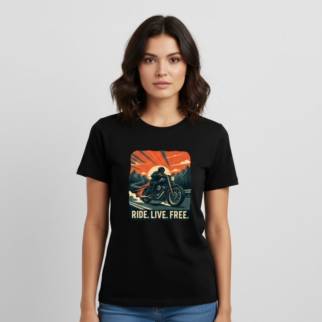 RIDE LIVE FREE Biker T-Shirt | Unisex Regular Fit