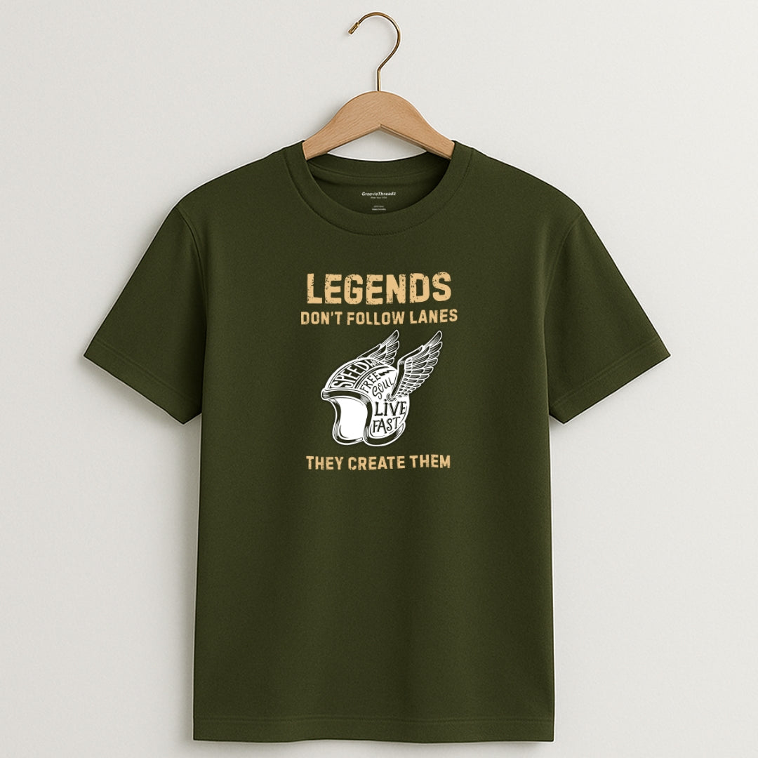 LEGENDS DON'T FOLLOW LANES Biker T-Shirt | Unisex Regular Fit