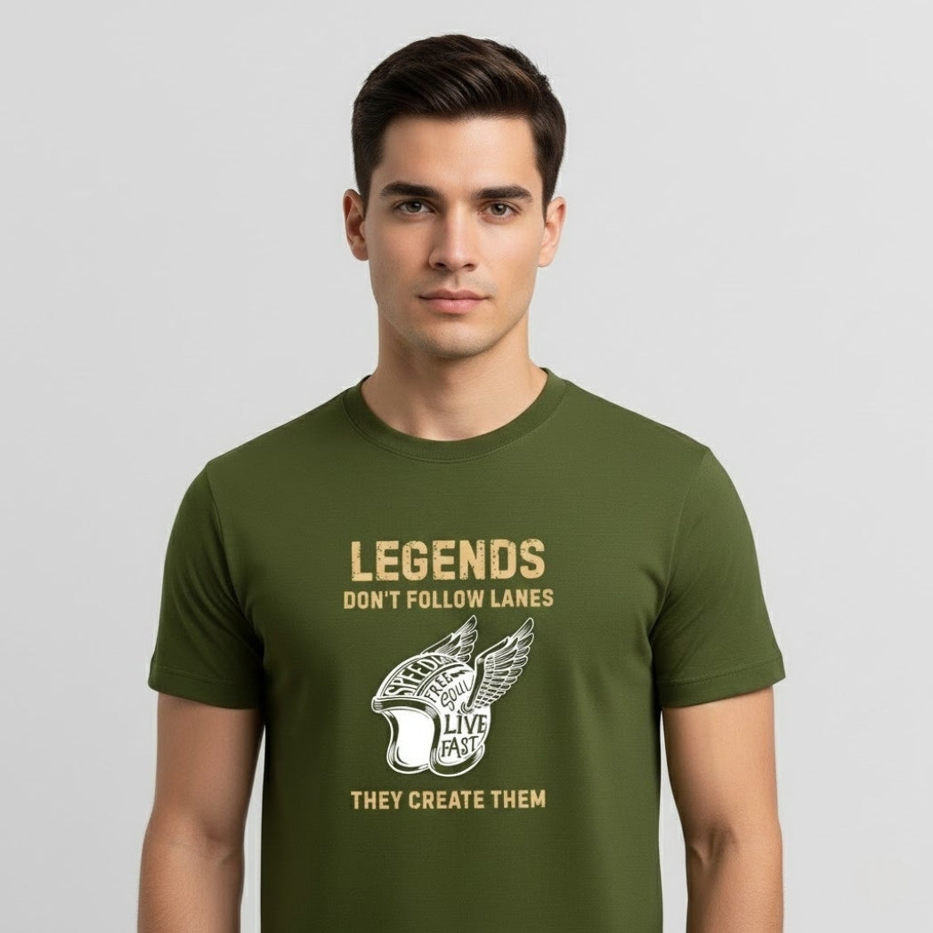 LEGENDS DON'T FOLLOW LANES Biker T-Shirt | Unisex Regular Fit