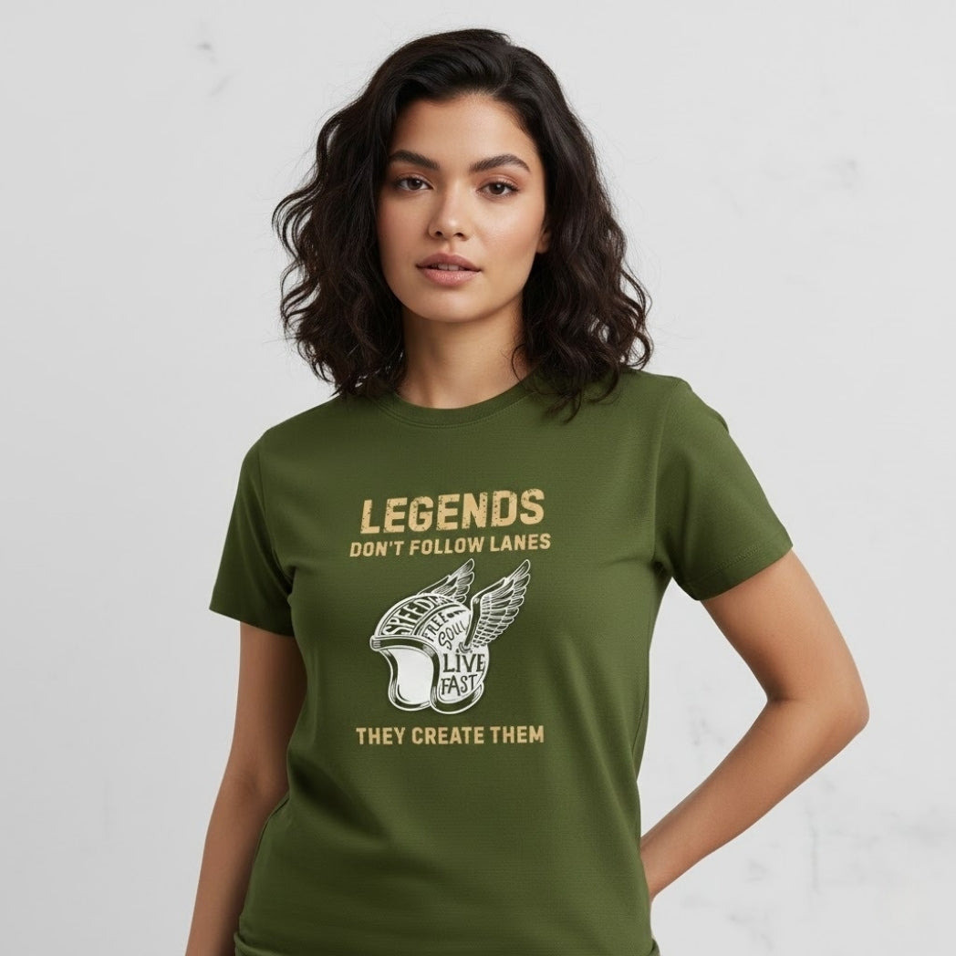 LEGENDS DON'T FOLLOW LANES Biker T-Shirt | Unisex Regular Fit