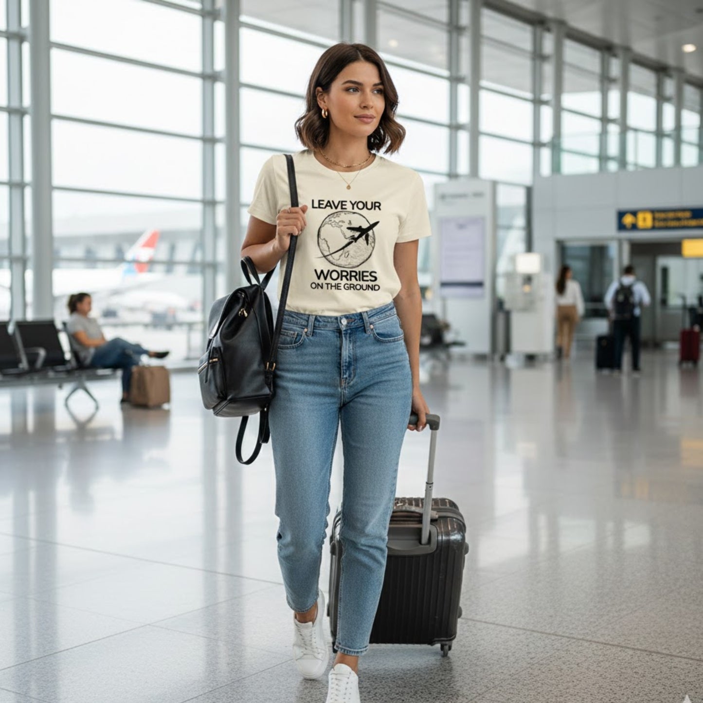 LEAVE YOUR WORRIES ON THE GROUND Travel T-Shirt | Unisex Regular Fit