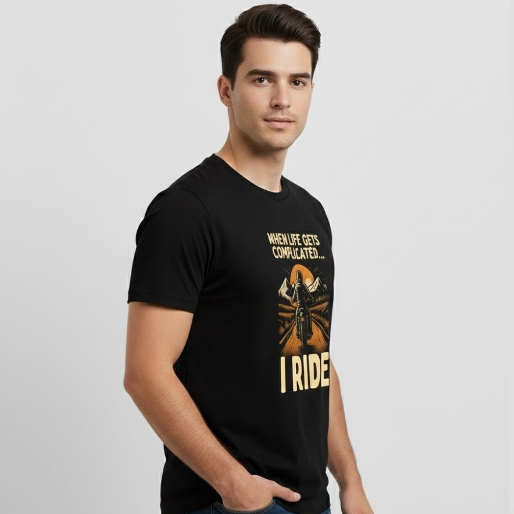 WHEN LIFE GETS COMPLICATED-I RIDE Biker T-Shirt | Unisex Regular Fit
